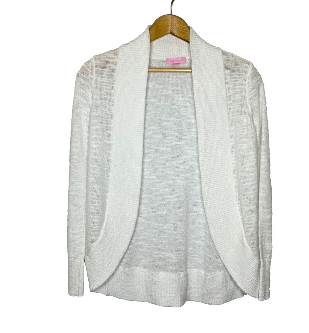 Women's XS Lilly Pulitzer White Open Knit Viscose Blend Cardigan Sweater